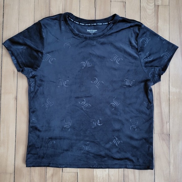 Juicy Couture Black Velour Lounge Top with logo – XL - Picture 2 of 7